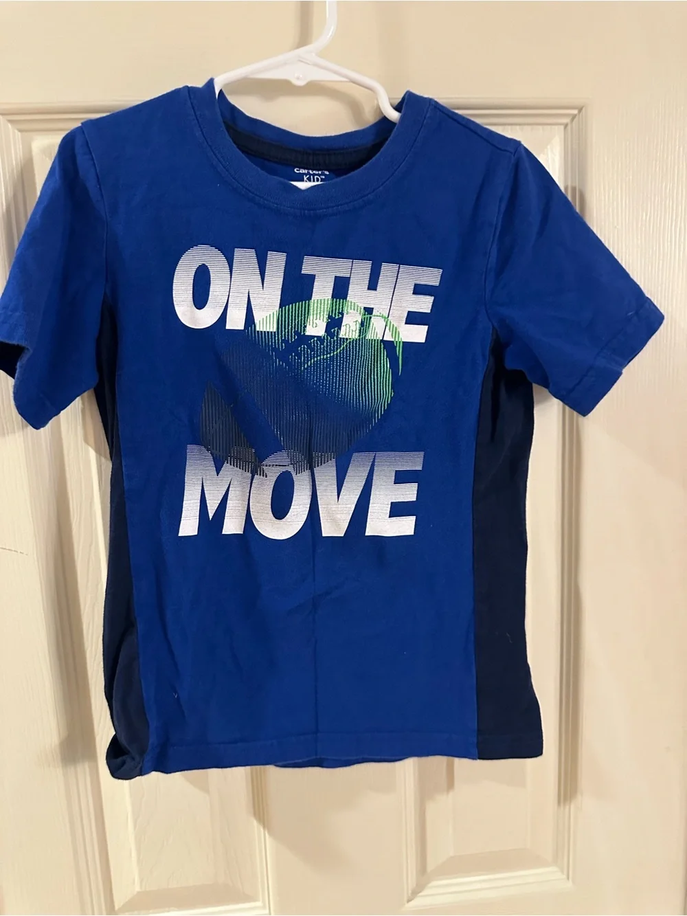 Carter's Blue Graphic 'On The Move' Tee with Green Accent